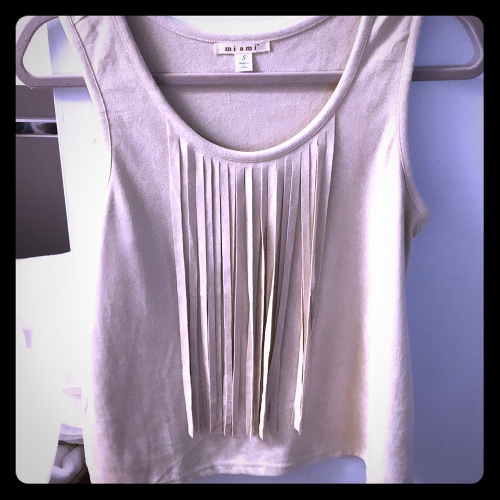 Faux Suede Top w/ fringe